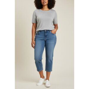 Lee Womens Size 18 Capri Jeans Mid Rise Stretch Denim Blue Casual Wear